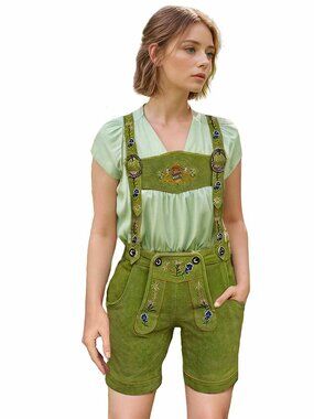 Authentic Women’s Lederhosen Green  Oktoberfest Bavarian Outfit